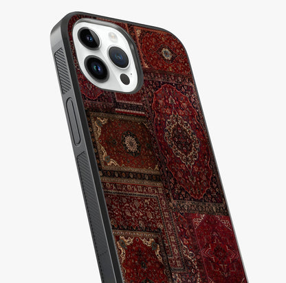 Persian Velvet Tale Glass Case captured at a warm angle highlighting gloss, texture and premium glass finish.
