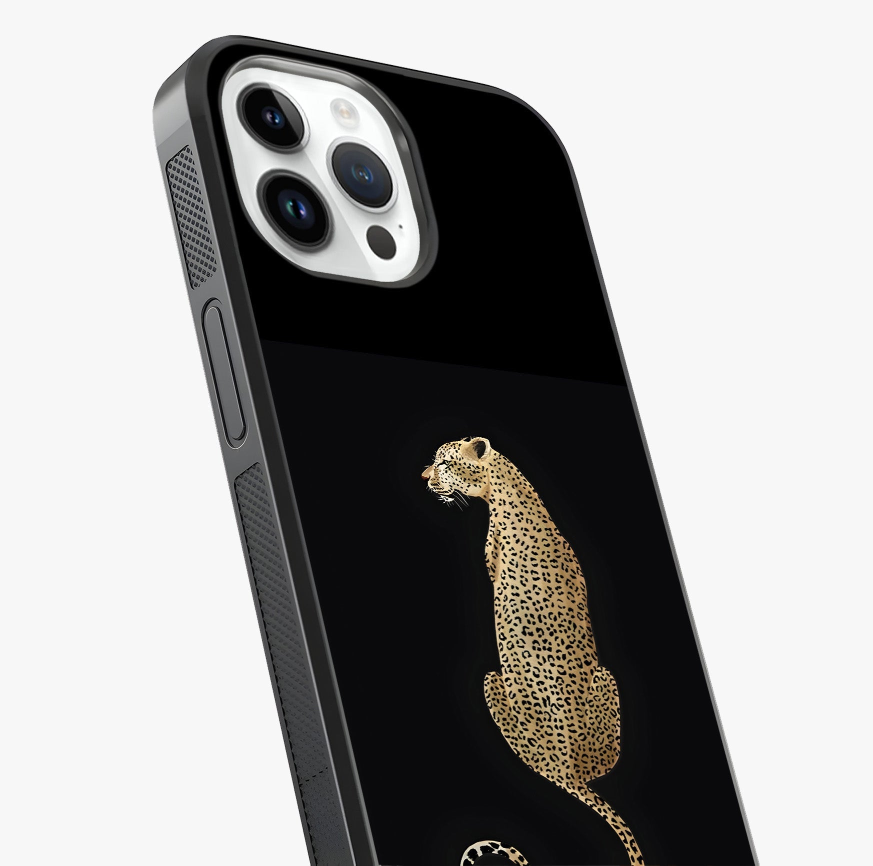 Regal Leopard Glass Case captured at a warm angle highlighting gloss, texture and premium glass finish.