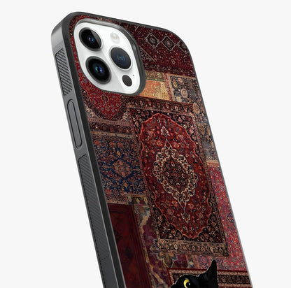 Regal Magic Cat Apple Glass Case captured at a warm angle highlighting gloss, texture and premium glass finish.
