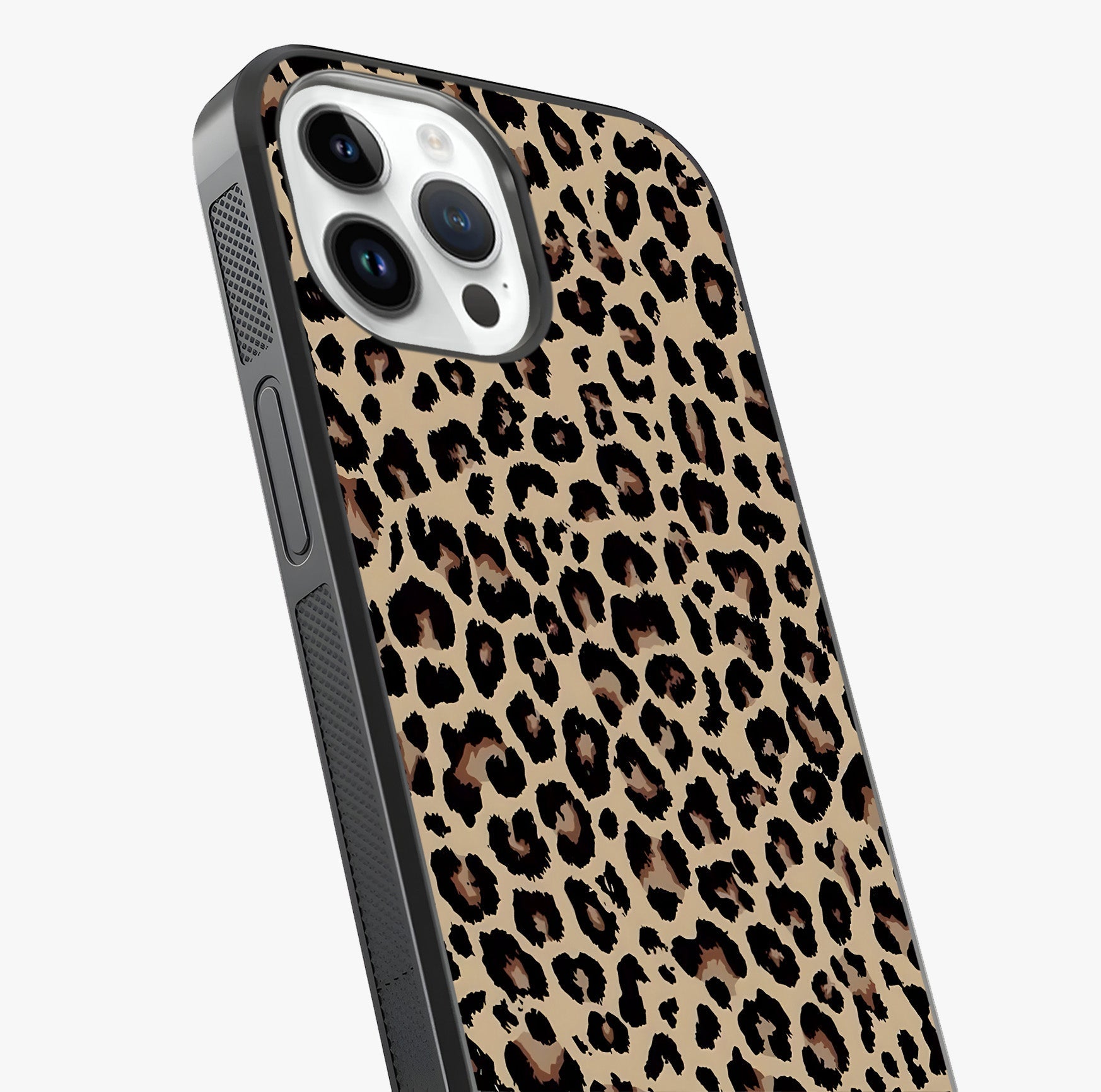 Savage Chic Pattern Glass Case captured at a warm angle highlighting gloss, texture and premium glass finish.