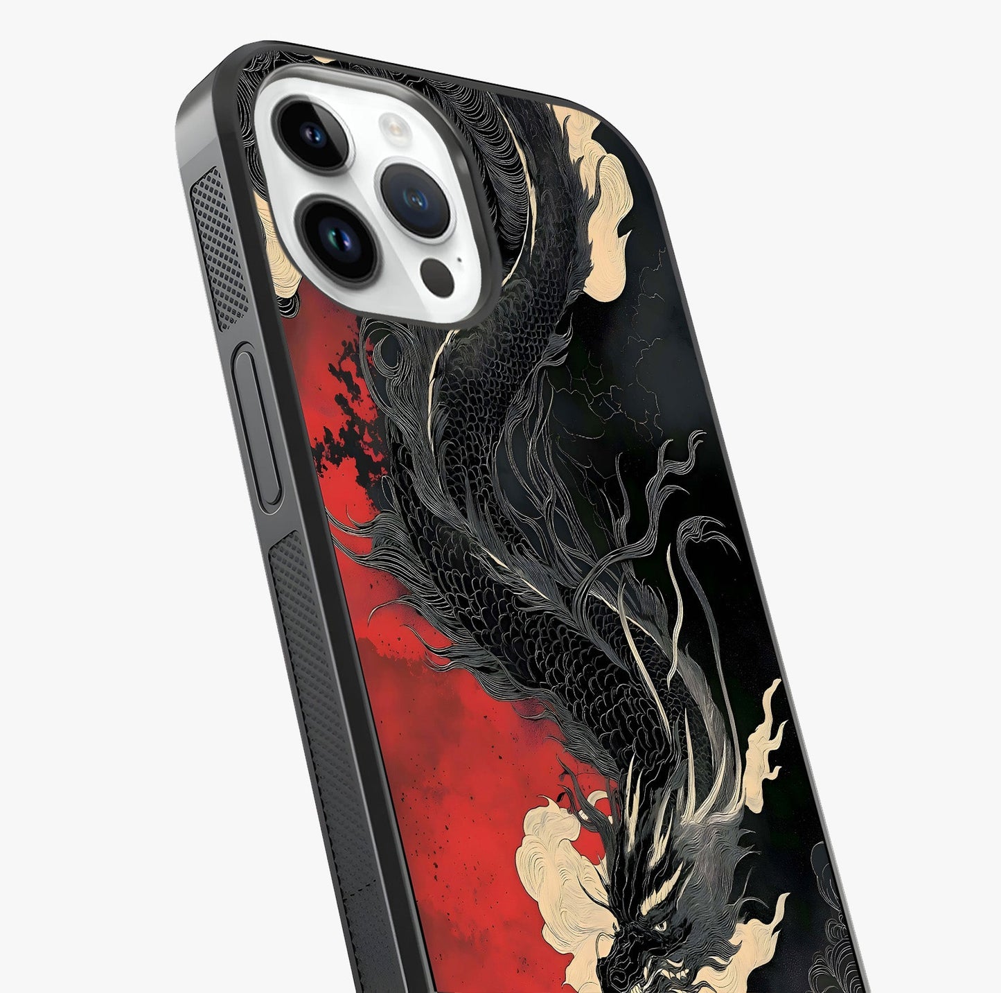 Shadow Dragon Fury Glass Case captured at a warm angle highlighting gloss, texture and premium glass finish.