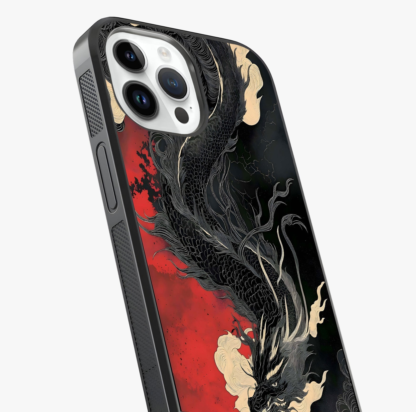 Shadow Dragon Fury Glass Case captured at a warm angle highlighting gloss, texture and premium glass finish.