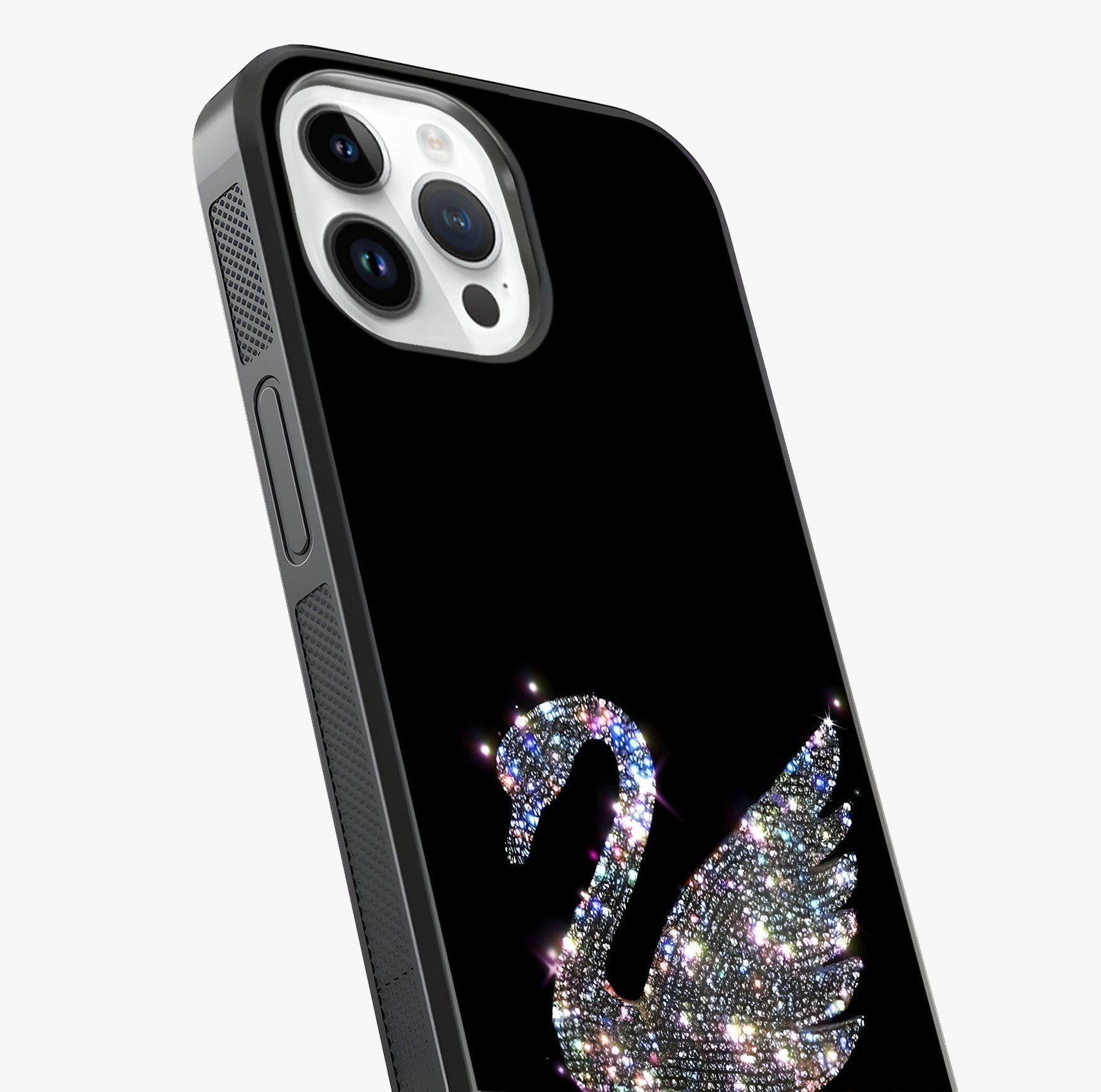 Starlit Swan Grace Glass Case captured at a warm angle highlighting gloss, texture and premium glass finish.