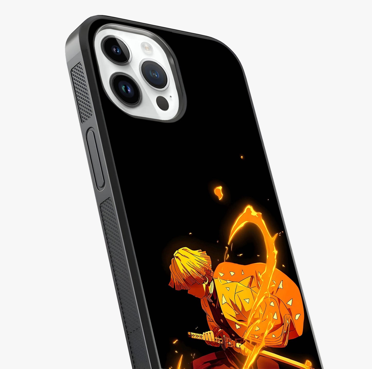 Thunder Flame Execution Glass Case captured at a warm angle highlighting gloss, texture and premium glass finish.