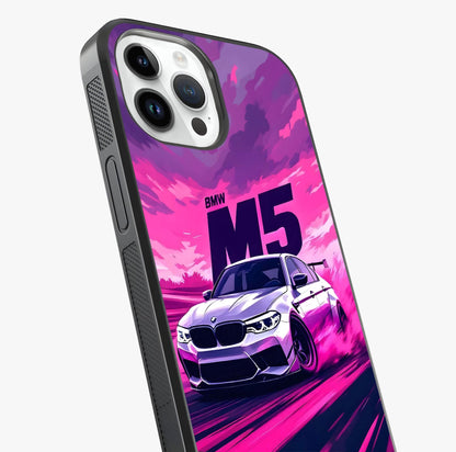 Velocity Drift Pulse Glass Case captured at a warm angle highlighting gloss, texture and premium glass finish.