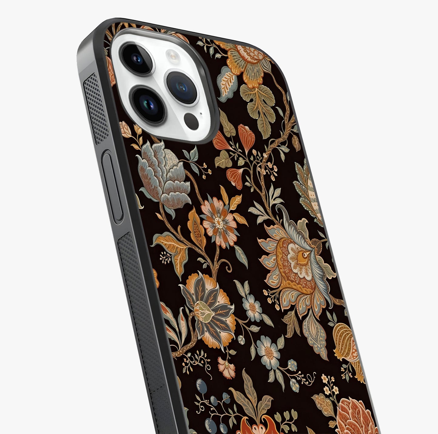 Vintage Floral Dream Glass Case captured at a warm angle highlighting gloss, texture and premium glass finish.