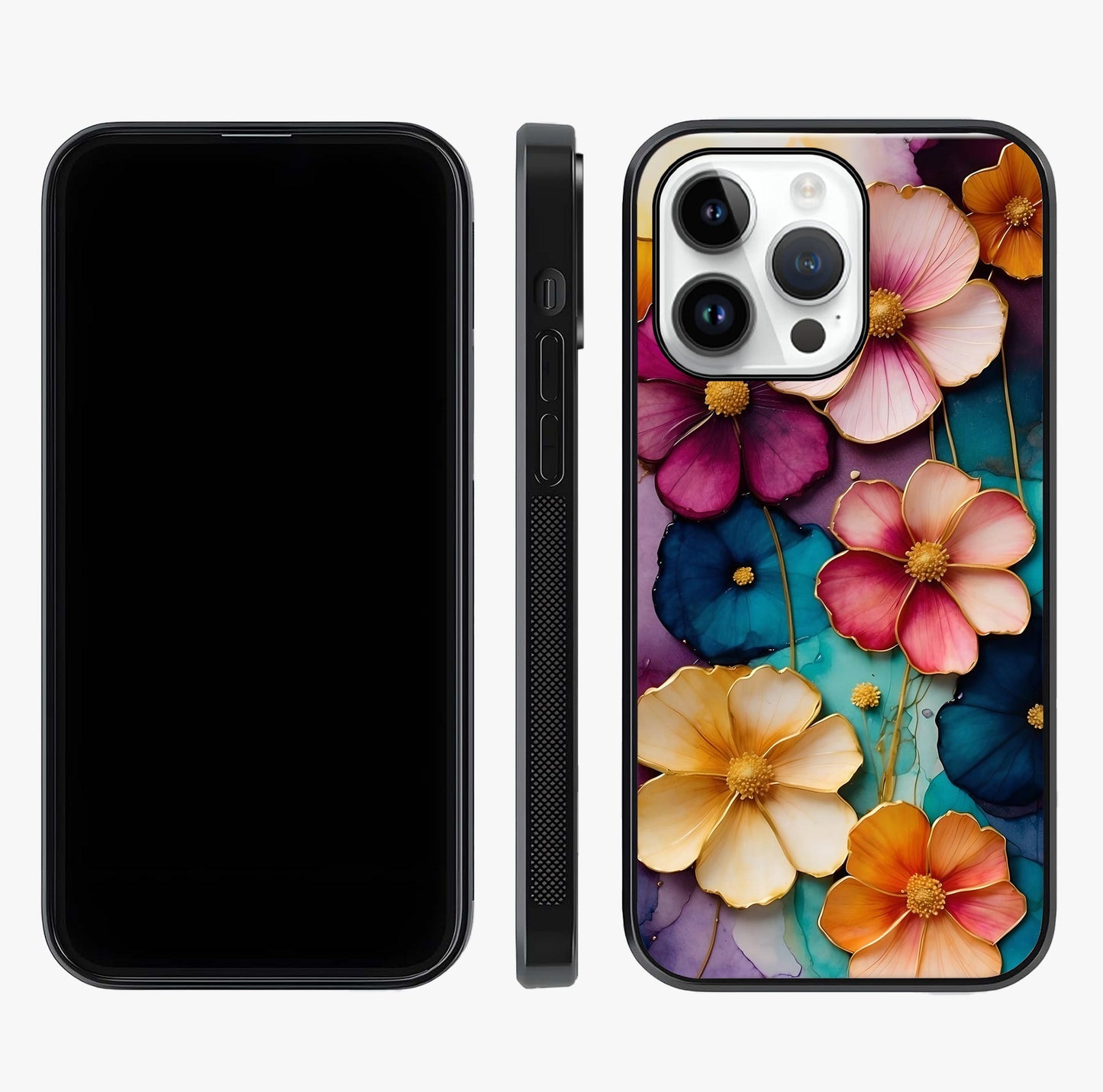 Artlyn Grace Flower Pattern Glass Case displayed upright for full design visibility and premium finish.