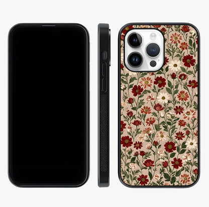Biege Flower With Leaf Glass Case displayed upright for full design visibility and premium finish.