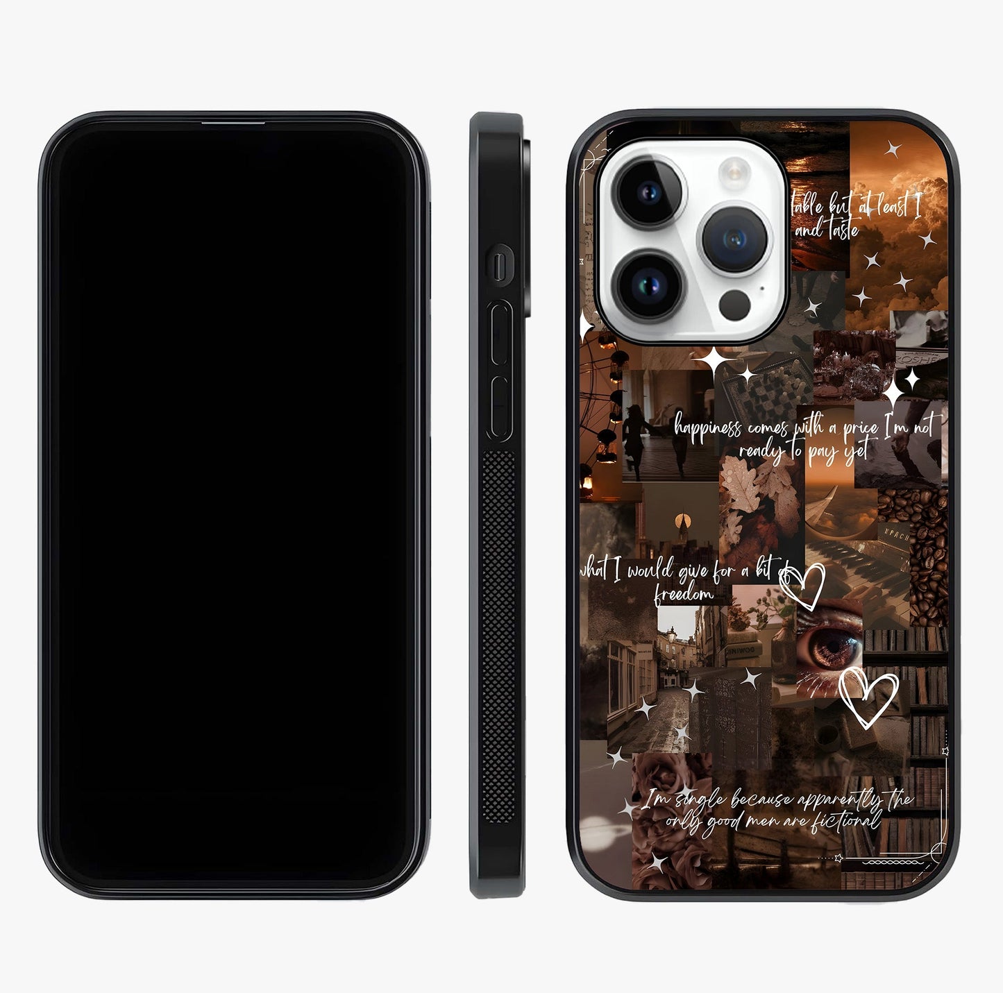 Bittersweet Aesthetic Chaos Glass Case displayed upright for full design visibility and premium finish.