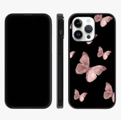 Butterfly Pattern Glass Case displayed upright for full design visibility and premium finish.