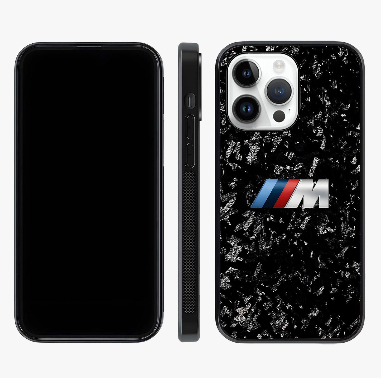 Carbon Speed Mark Glass Case displayed upright for full design visibility and premium finish.
