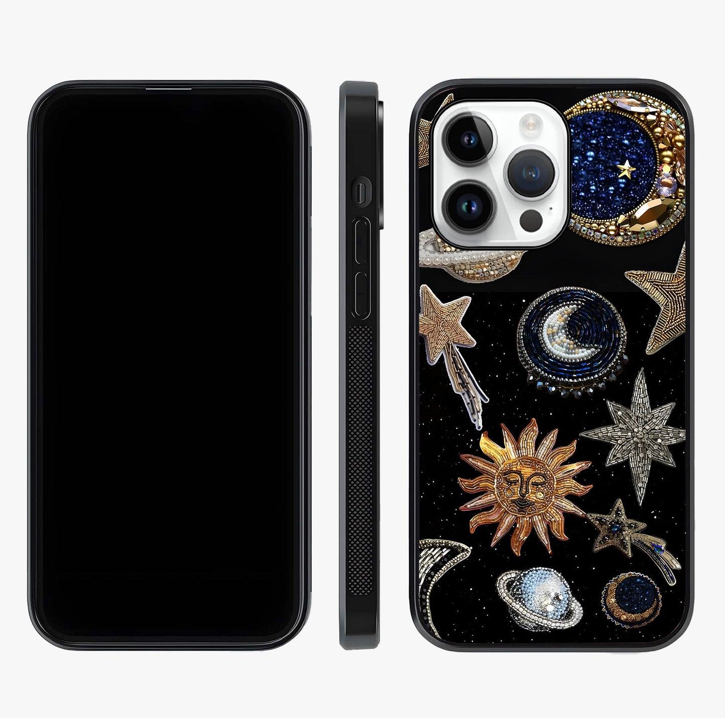 Celestial Gem Constellations Glass Case displayed upright for full design visibility and premium finish.