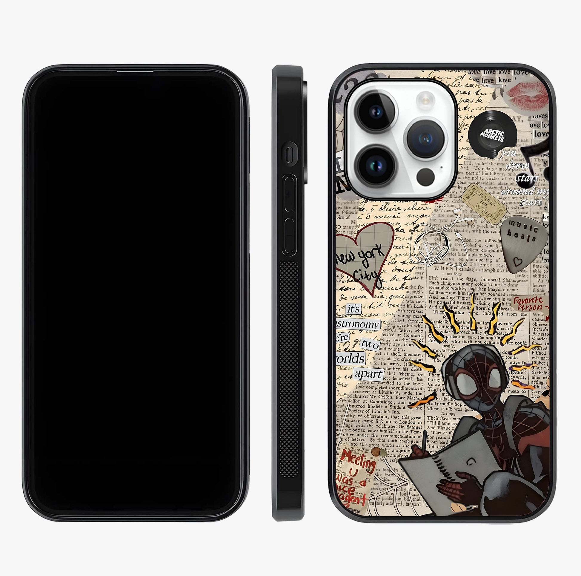 City Dream Sketch Glass Case displayed upright for full design visibility and premium finish.