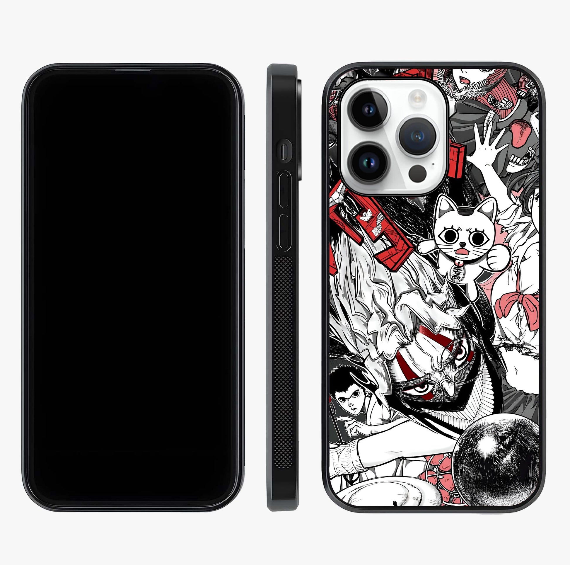 Crimson Chaos Panel Glass Case displayed upright for full design visibility and premium finish.