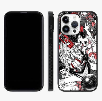 Crimson Chaos Panel Glass Case displayed upright for full design visibility and premium finish.