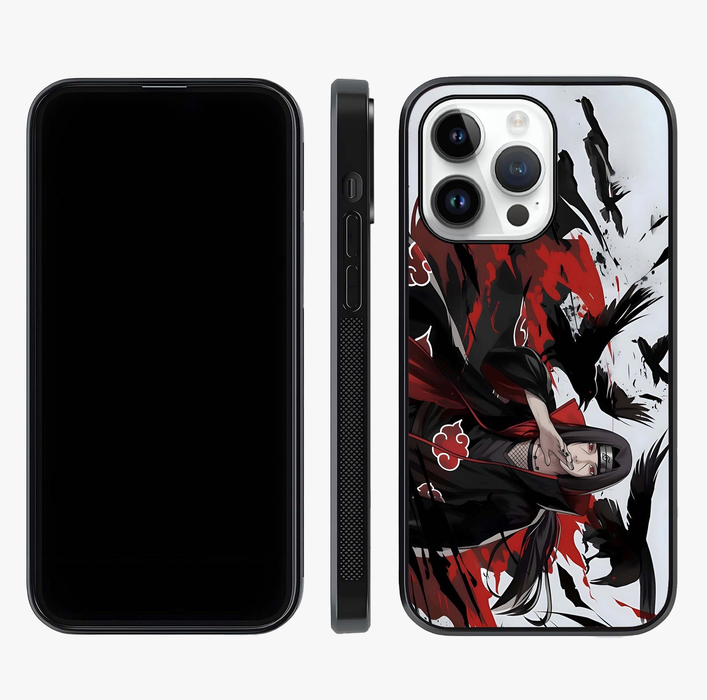 Crimson Crow Illusion Glass Case displayed upright for full design visibility and premium finish.