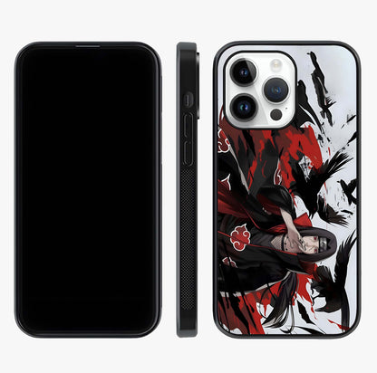 Crimson Crow Illusion Glass Case displayed upright for full design visibility and premium finish.