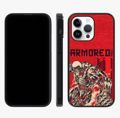 Crimson Mecha Titan Glass Case displayed upright for full design visibility and premium finish.