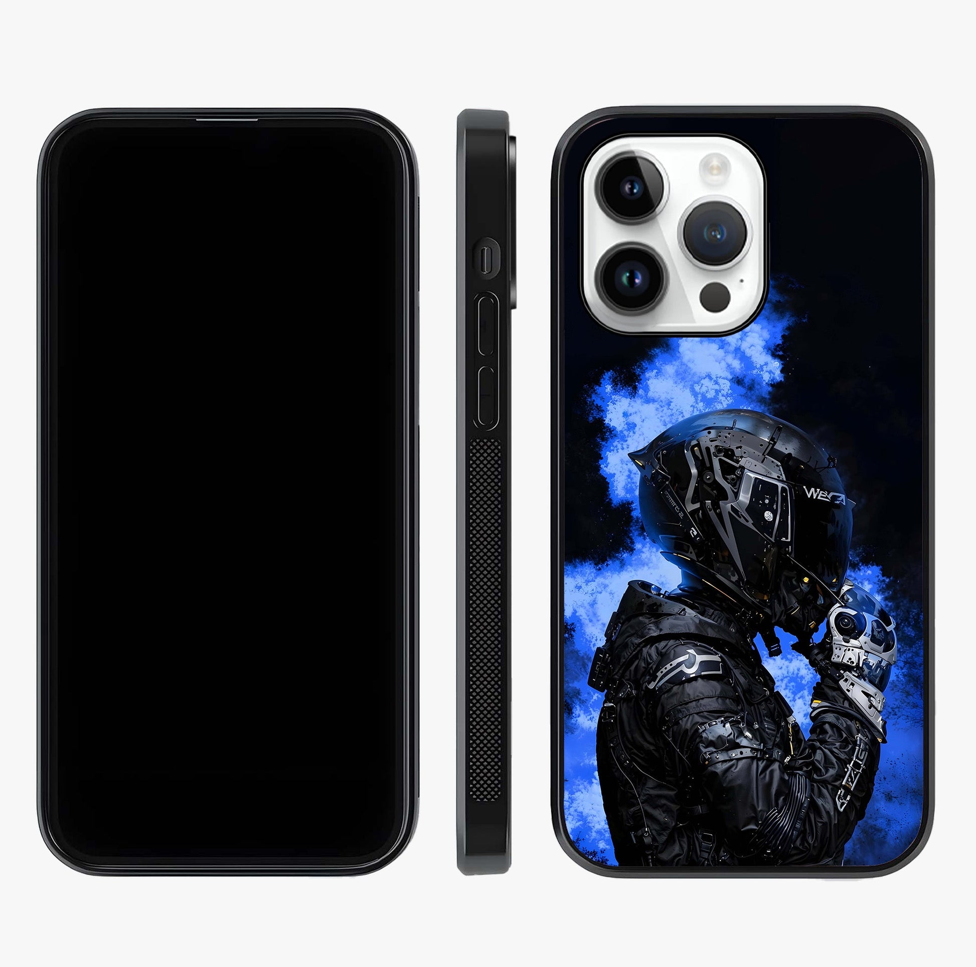 Cyber Sentinel Protocol Glass Case displayed upright for full design visibility and premium finish.