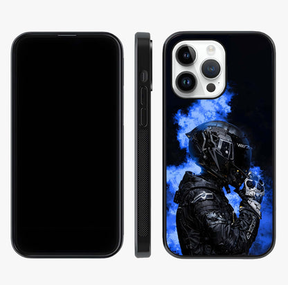 Cyber Sentinel Protocol Glass Case displayed upright for full design visibility and premium finish.