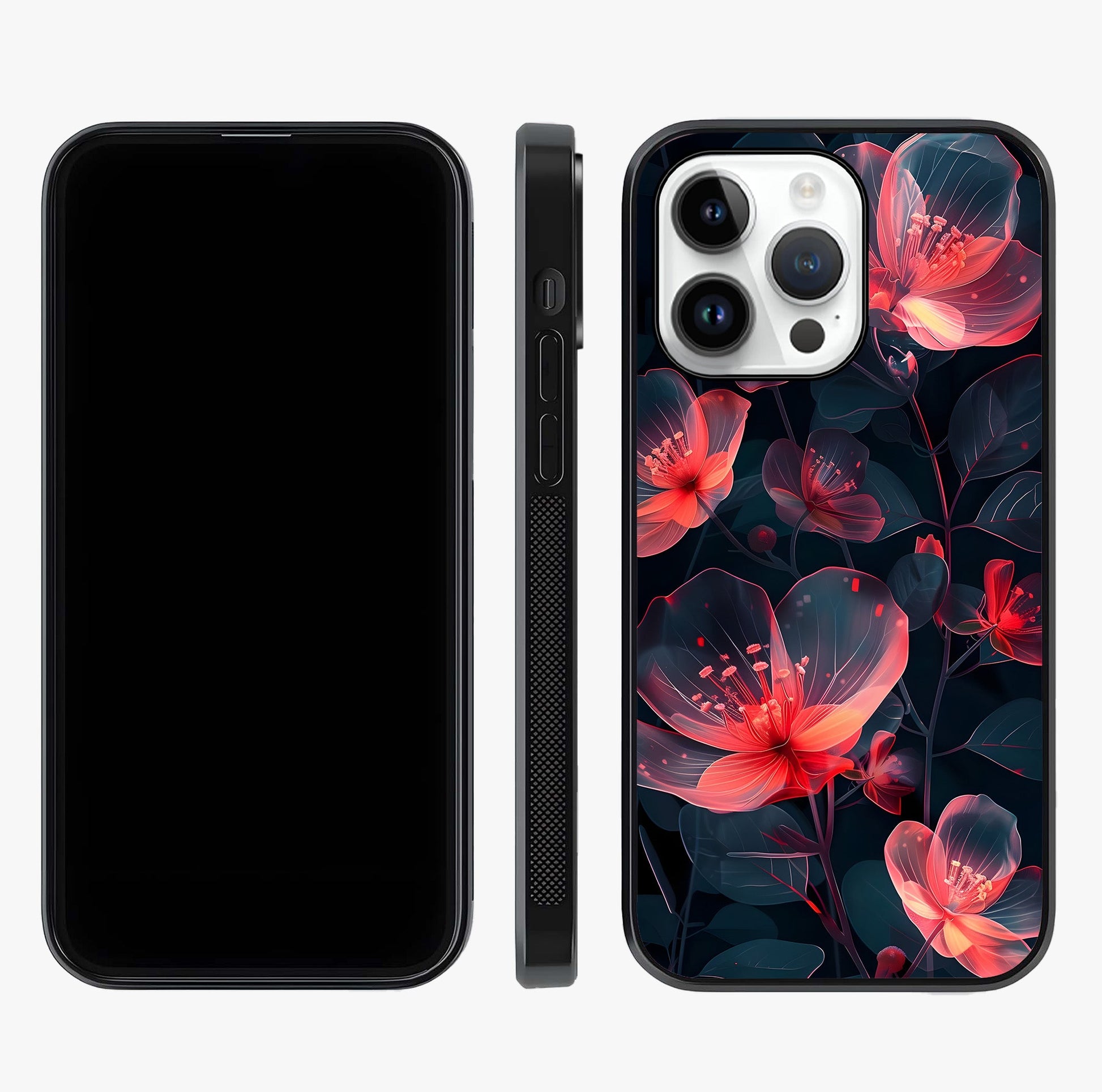 Dark Shade Of Flower Glass Case displayed upright for full design visibility and premium finish.