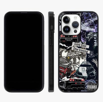 Die Young Glass Case displayed upright for full design visibility and premium finish.
