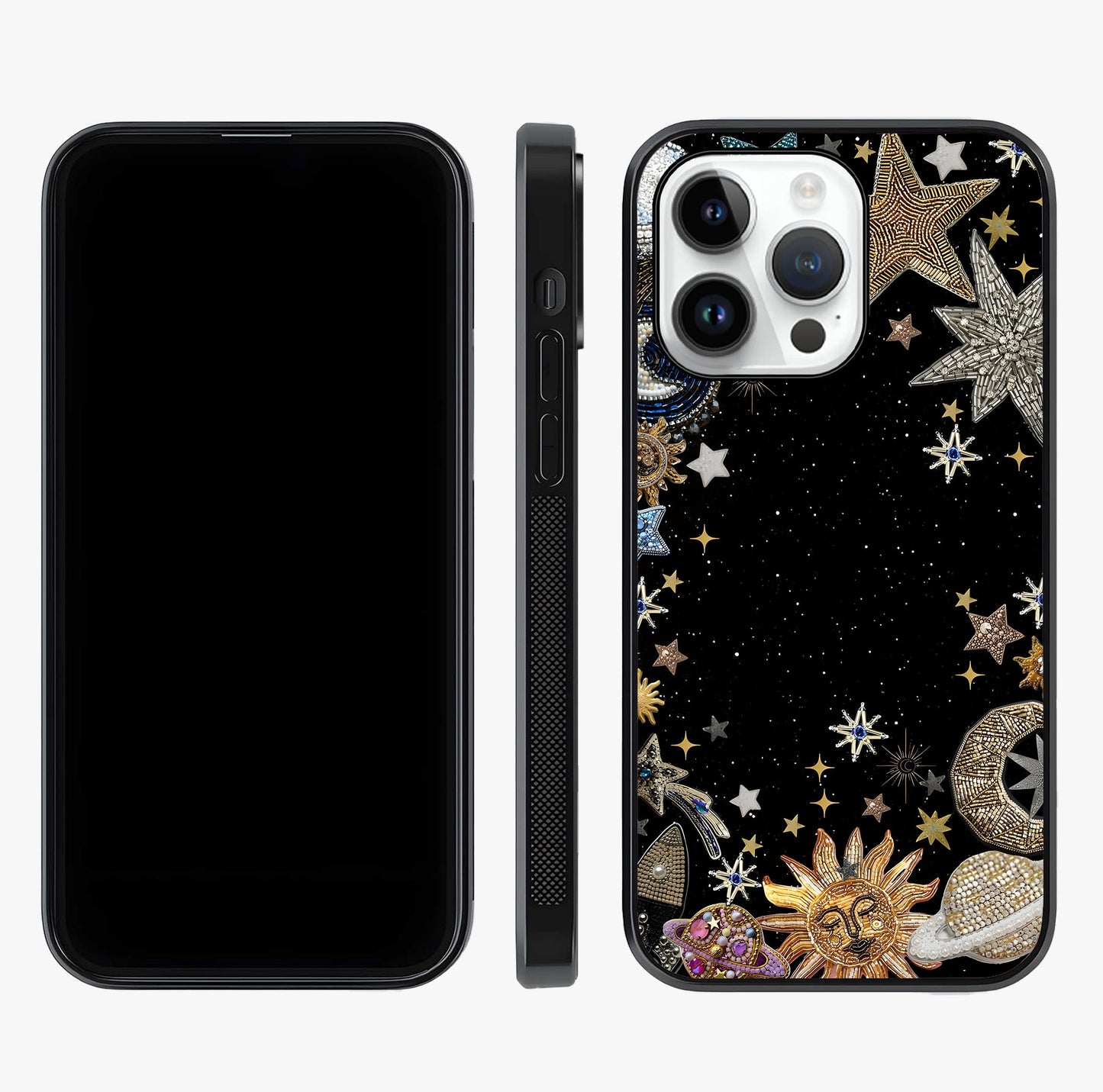 Galactic Jewel Stars Glass Case displayed upright for full design visibility and premium finish.