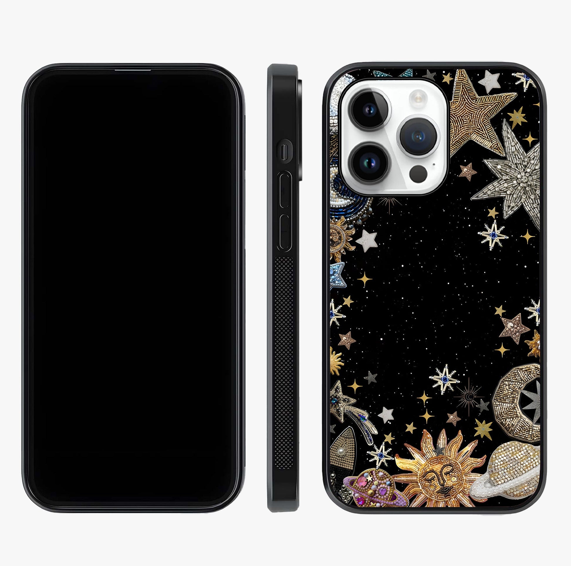 Galactic Jewel Stars Glass Case displayed upright for full design visibility and premium finish.