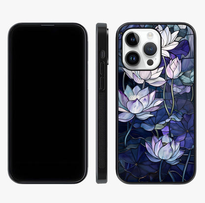 Gloss Petal Rush Glass Case displayed upright for full design visibility and premium finish.