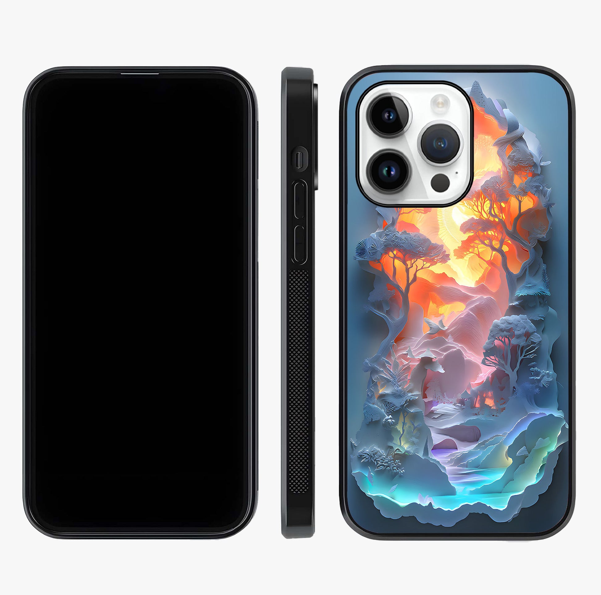 Glow Forest Portal Glass Case displayed upright for full design visibility and premium finish.