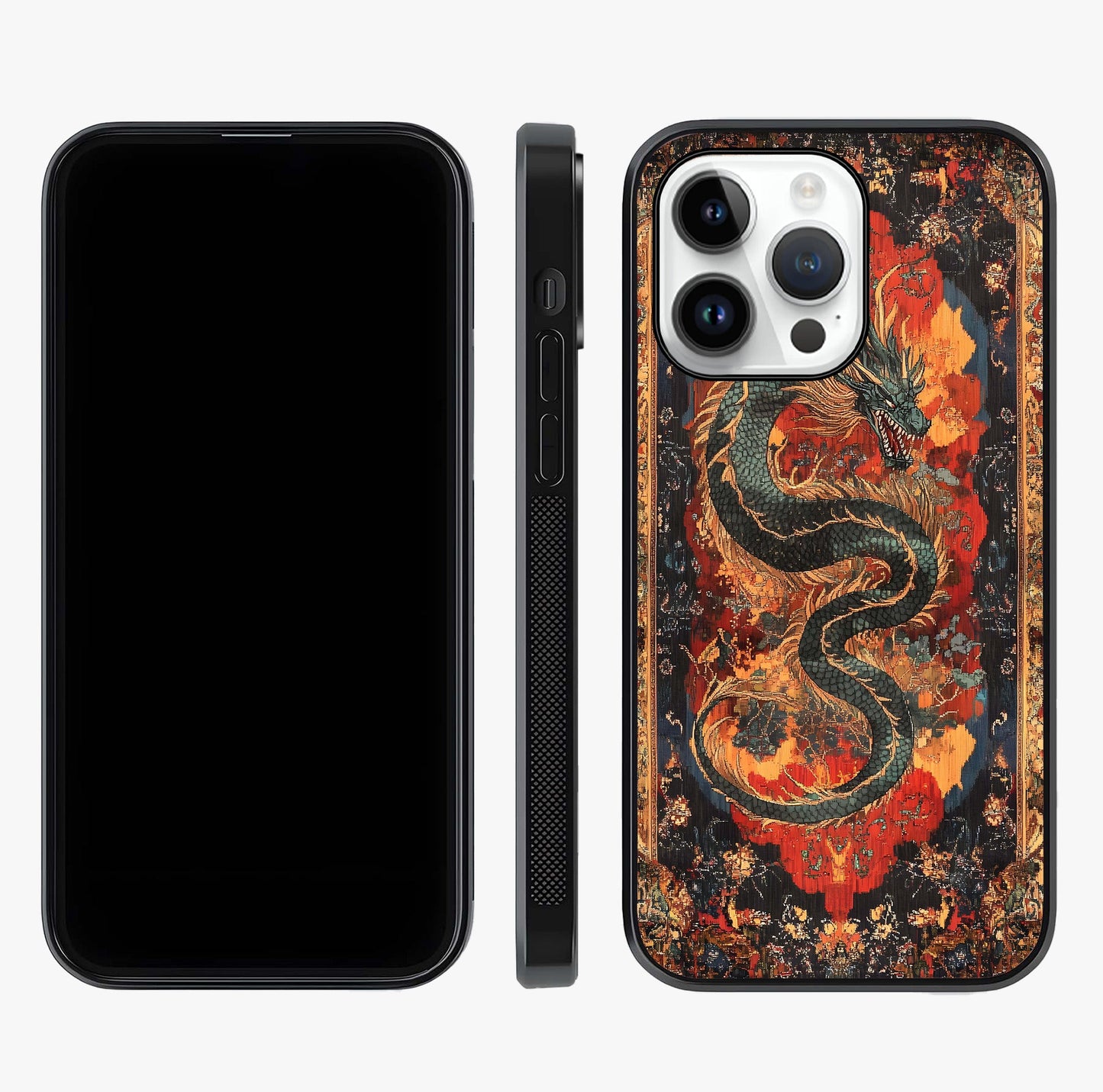 Inferno Dragon Soul Glass Case displayed upright for full design visibility and premium finish.