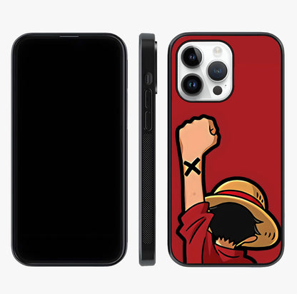 Luffy X Spirit Glass Case displayed upright for full design visibility and premium finish.