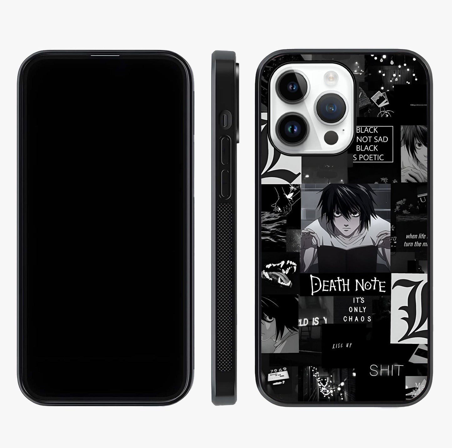 Midnight Chaos Mind Glass Case displayed upright for full design visibility and premium finish.