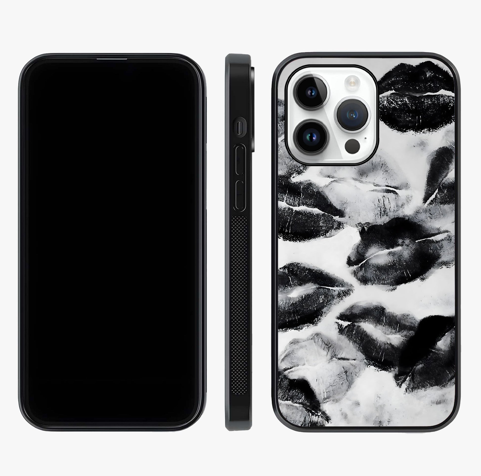 Midnight Kiss Marks Glass Case displayed upright for full design visibility and premium finish.