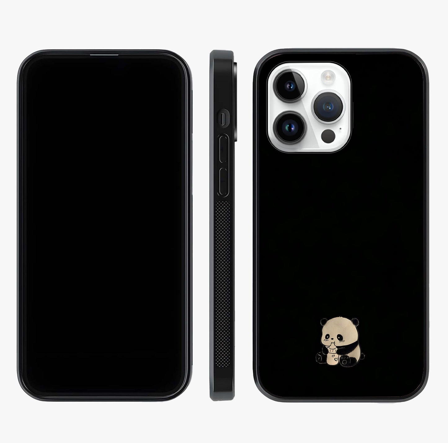 Midnight Panda Love Glass Case displayed upright for full design visibility and premium finish.