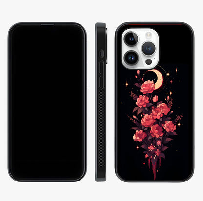 Moonlit Floral Elegance Glass Case displayed upright for full design visibility and premium finish.