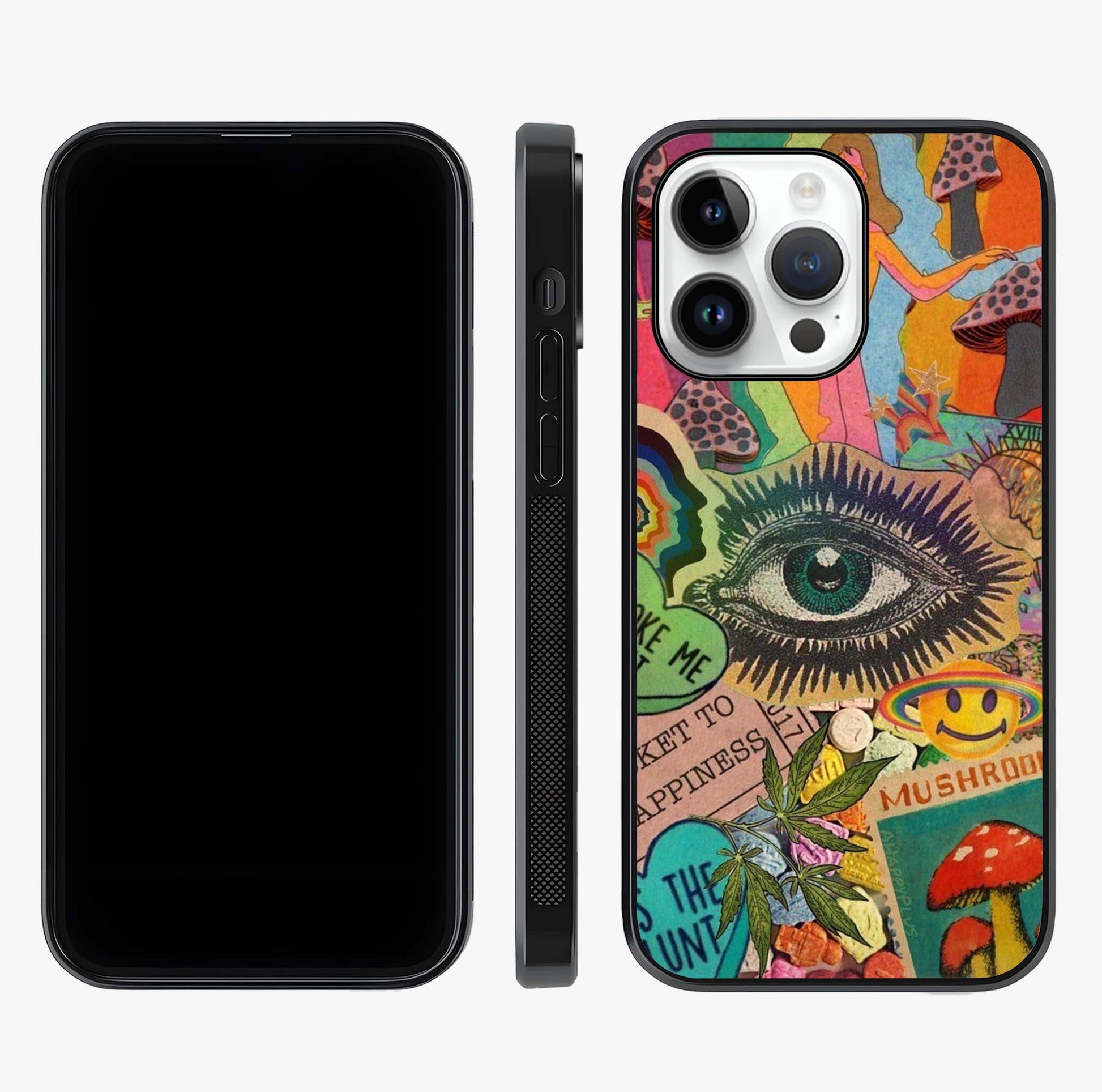 Mystic Eye Wonderland Glass Case displayed upright for full design visibility and premium finish.