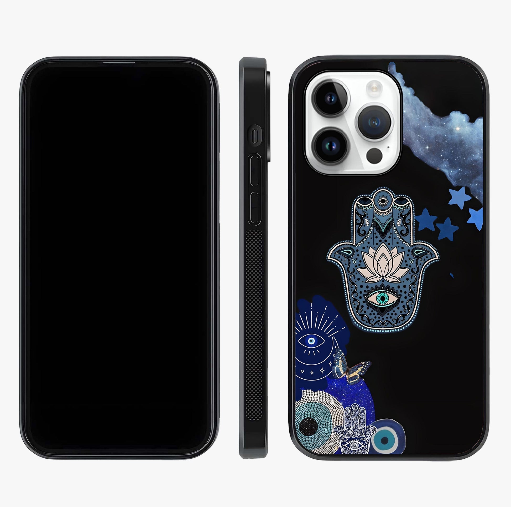 Mystic Hand Aura Glass Case displayed upright for full design visibility and premium finish.