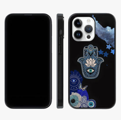 Mystic Hand Aura Glass Case displayed upright for full design visibility and premium finish.