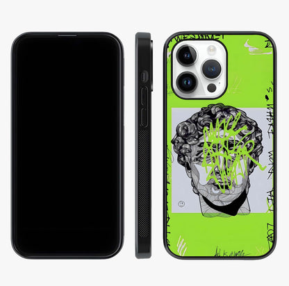 Neo Graffiti Rebellion Glass Case displayed upright for full design visibility and premium finish.