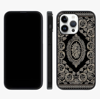 Noir Bloom Elegance Glass Case displayed upright for full design visibility and premium finish.