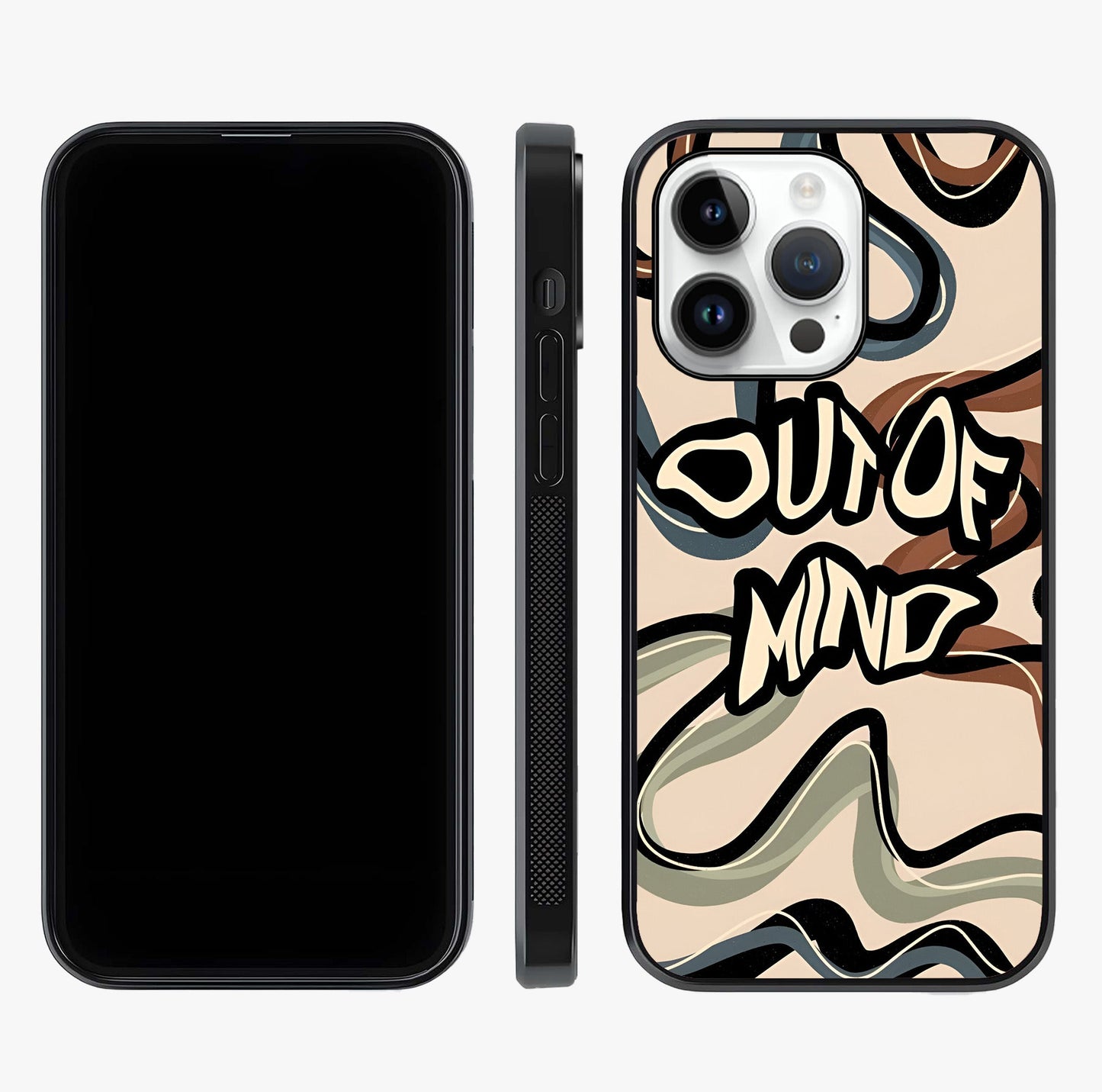 Out Of Mind Glass Case displayed upright for full design visibility and premium finish.