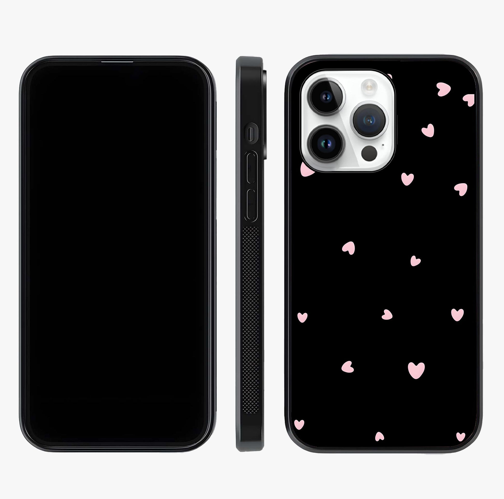 Pink Love Drops Glass Case displayed upright for full design visibility and premium finish.
