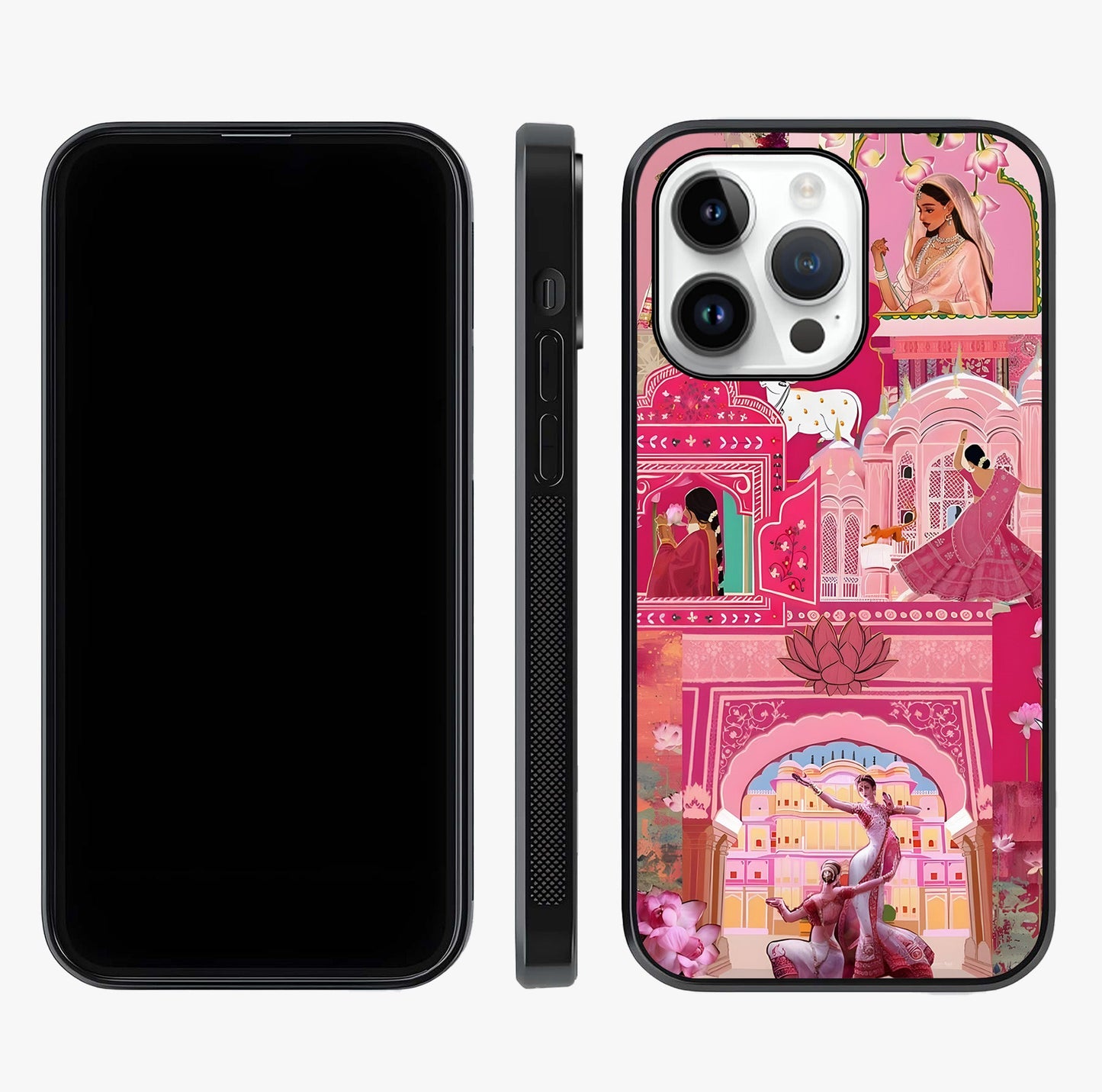 Pink Palace Muse Glass Case displayed upright for full design visibility and premium finish.