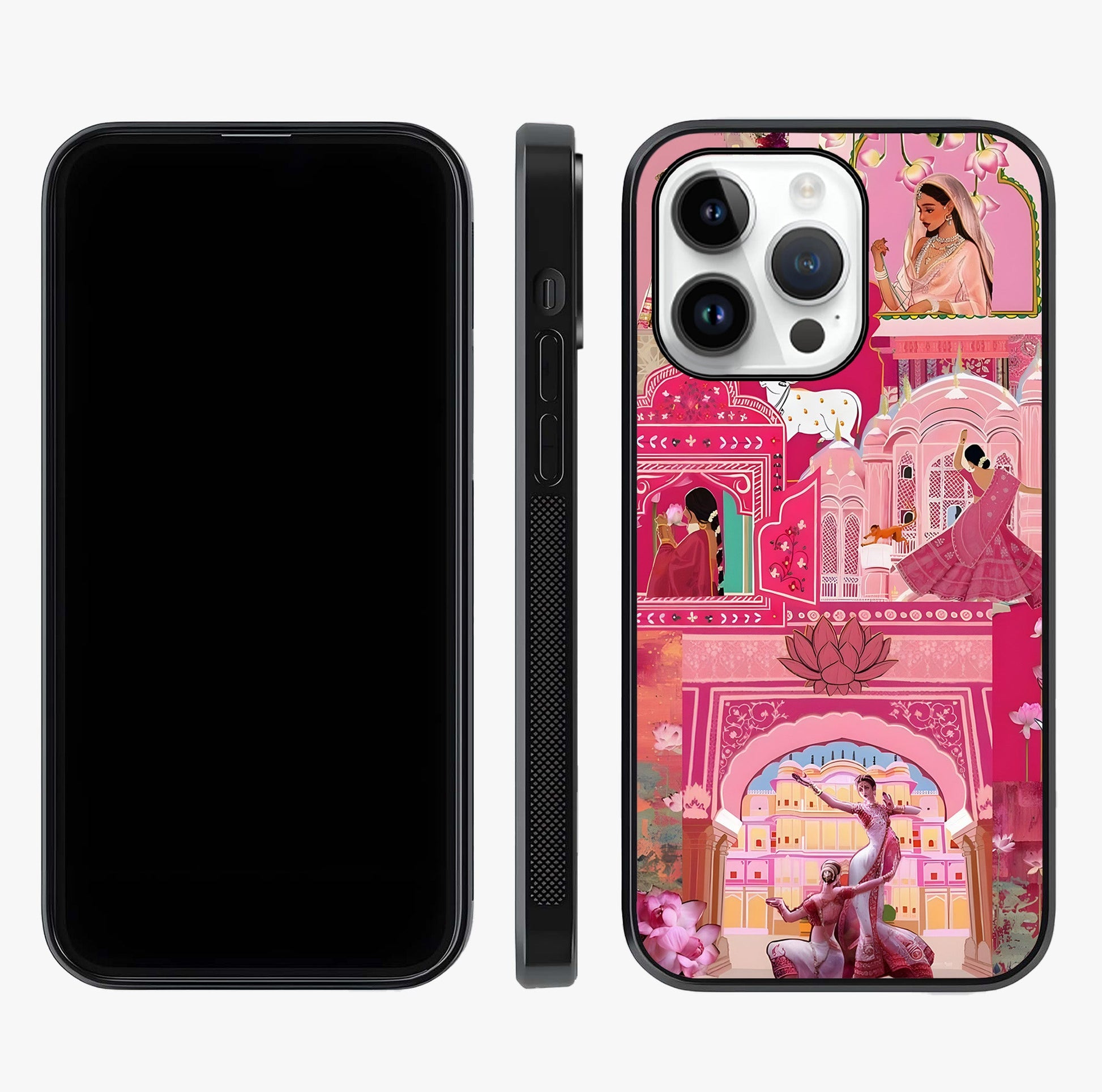 Pink Palace Muse Glass Case displayed upright for full design visibility and premium finish.