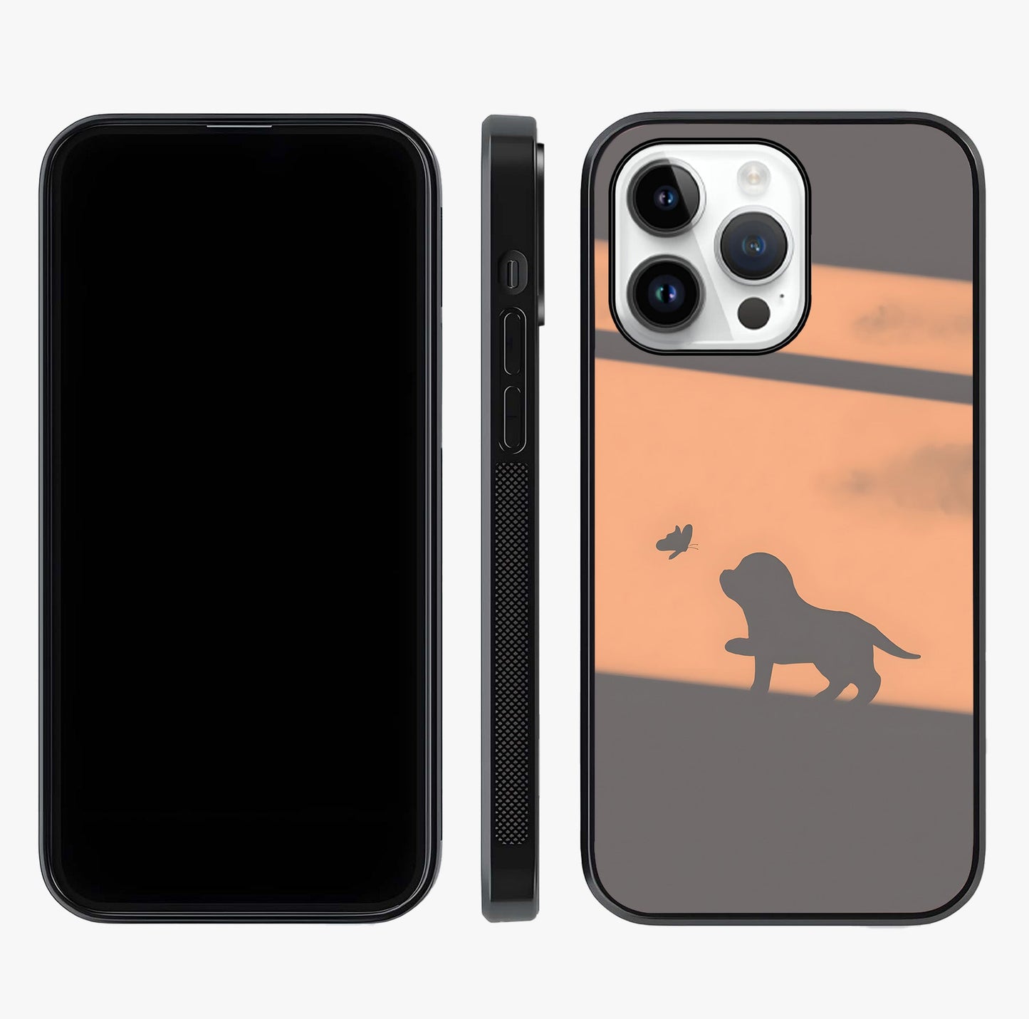 Puppy Shadow Art Glass Case displayed upright for full design visibility and premium finish.