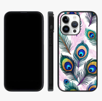 Royal Peacock Feathers Glass Case displayed upright for full design visibility and premium finish.
