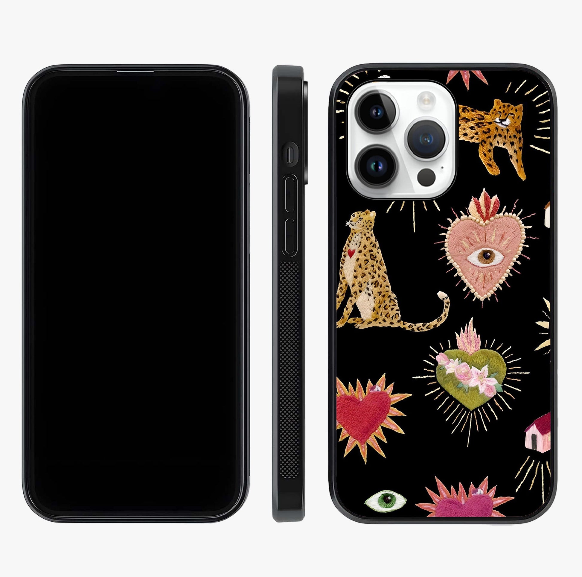 Sacred Jungle Heart Glass Case displayed upright for full design visibility and premium finish.