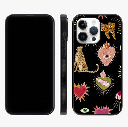 Sacred Jungle Heart Glass Case displayed upright for full design visibility and premium finish.