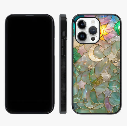 Stained Sunrise Glow Glass Case displayed upright for full design visibility and premium finish.